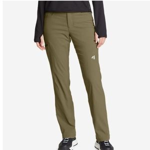 Eddie Bauer Guide Pants Day Off Straight Leg Moss Cotton Blend Size 12